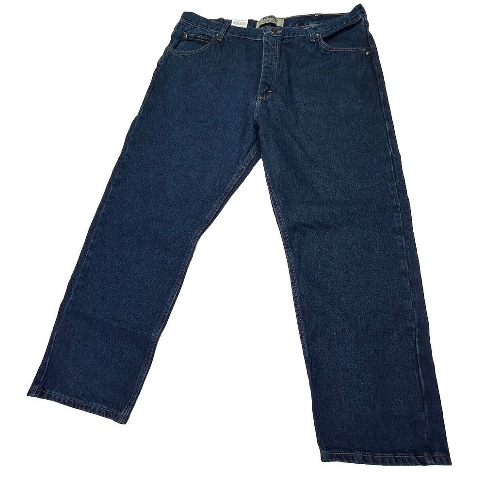 New MEN'S WRANGLER AUTHENTICS RELAXED FIT COTTON JEAN 40 X 30 DARK STONEWASH